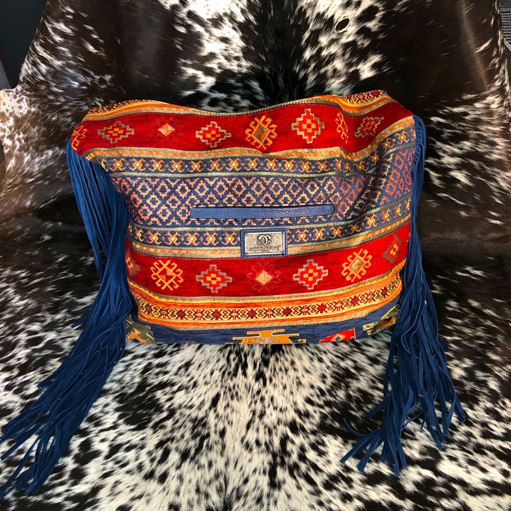 Southwestern blue fringe purse